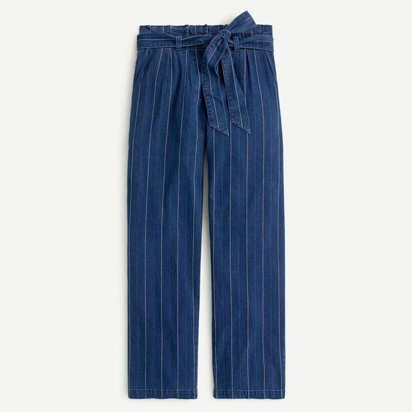 J.Crew Paper-bag pant in indigo stripe - Picture 1 of 8